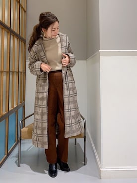 「アパレルスタッフ」｜「アイテム（その他アウター）」を使った、mizkさん（レディース・162cm）の冬コーディネート