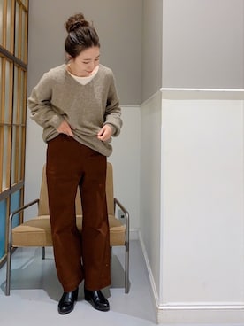 「レプシィム(LEPSIM)」｜「アイテム（チノパンツ）」を使った、mizkさん（レディース・162cm）の冬コーディネート