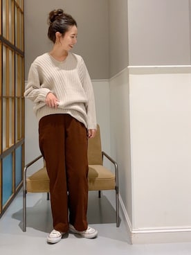 「レプシィム(LEPSIM)」｜「アイテム（チノパンツ）」を使った、mizkさん（レディース・162cm）の冬コーディネート