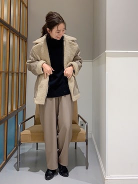 「LEPSIM（レプシィム）のアイテム（ムートンコート）」を使った、mizkさん（レディース・162cm）の冬コーディネート