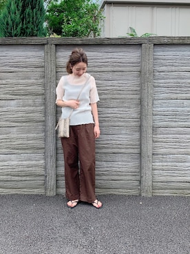 「シースルー」｜「アイテム（チノパンツ）」を使った、mizkさん（レディース・162cm）の夏コーディネート