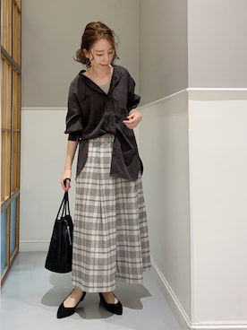 「キュロット」｜「アイテム（トートバッグ）」を使った、mizkさん（レディース・162cm）の秋コーディネート