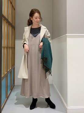 「キャミワンピ」｜「アイテム（チェスターコート）」を使った、mizkさん（レディース・162cm）の冬コーディネート
