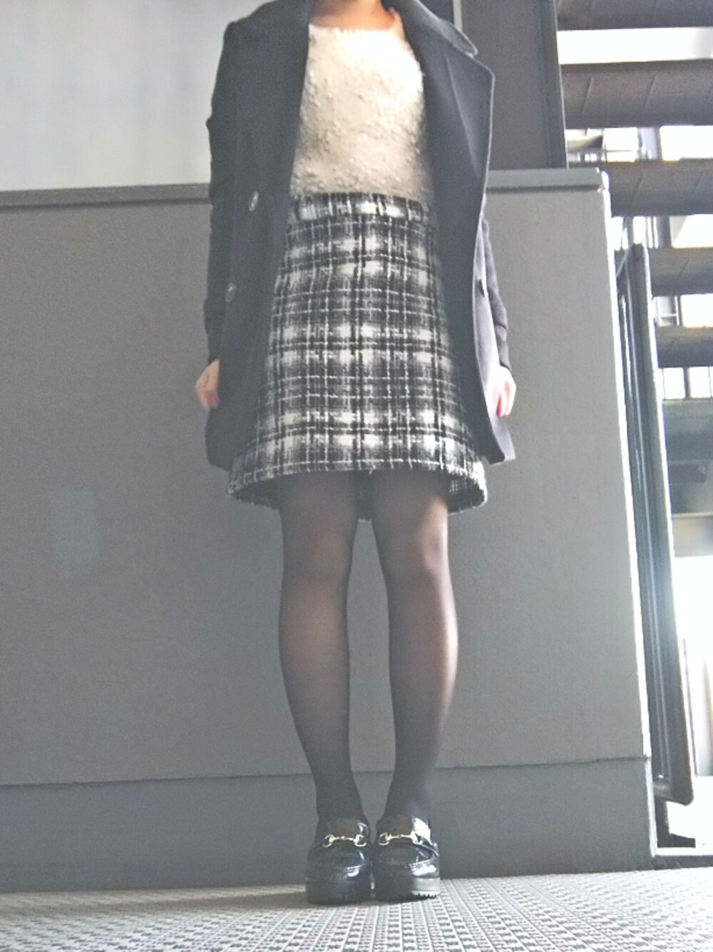 chanmeiさんの「ベルト付シャギーチェックコクーン/レディーススカート-2016ＡＷ-（INGNI）」を使ったコーディネート