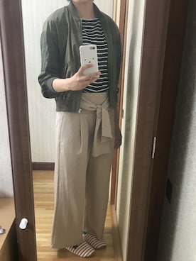 「OLIVE des OLIVE（オリーブデオリーブ）のアイテム（MA-1）」を使った、まおまおさん（レディース・164cm）の春コーディネート
