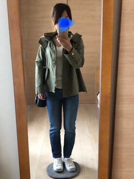 「ジャックパーセル」｜「アイテム（マウンテンパーカー）」を使った、ゆきんこさん（レディース・154cm）の春コーディネート