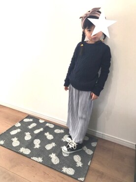 「CONVERSE（コンバース）のCHILD ALL STAR N Z HI/チャイルド　オールスター　N　Z　HI（スニーカー、ブラック系）」を使った、yuna★soraさん（キッズ・110cm）の冬コーディネート