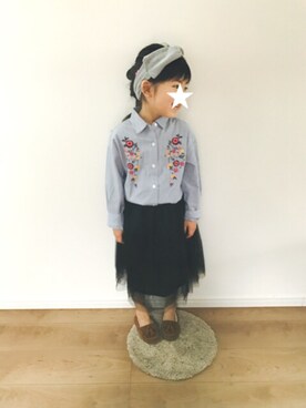 「GLOBAL WORK（グローバルワーク）の【キッズ】アソートヘアバンド/744792（ヘアバンド、グレー系）」を使った、yuna★soraさん（キッズ・110cm）の春コーディネート