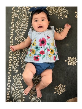「babyGAP（babyGAP）のアイテム（トップス、ブルー系）」を使った、yuna★soraさん（キッズ・110cm）の夏コーディネート