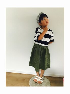 「GLOBAL WORK（グローバルワーク）の【キッズ】アソートヘアバンド/744792（ヘアバンド、グレー系）」を使った、yuna★soraさん（キッズ・110cm）の夏コーディネート