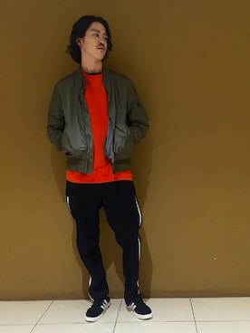 「アイテム（MA-1）」を使った、YUKIさん（メンズ・176cm）の春コーディネート