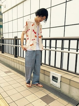 「ISLAND SLIPPER（アイランドスリッパ）のアイテム」を使った、YUKIさん（メンズ・176cm）の夏コーディネート