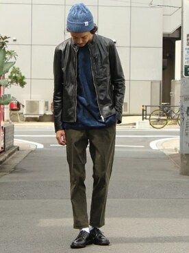 「JOURNAL STANDARD（ジャーナルスタンダード）のアイテム（ライダースジャケット）」を使った、YUKIさん（メンズ・176cm）の秋コーディネート