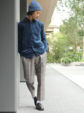 「ニットキャップ」｜「アイテム（その他シューズ）」を使った、YUKIさん（メンズ・176cm）の秋コーディネート