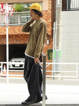 「アイテム（モカシン/デッキシューズ）」を使った、YUKIさん（メンズ・176cm）の秋コーディネート