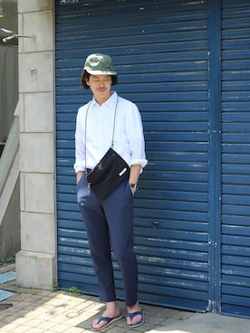 「ISLAND SLIPPER（アイランドスリッパ）のアイテム」を使った、YUKIさん（メンズ・176cm）の夏コーディネート