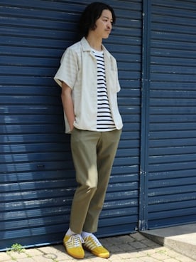 「アイテム（スニーカー、イエロー系）」を使った、YUKIさん（メンズ・176cm）の夏コーディネート