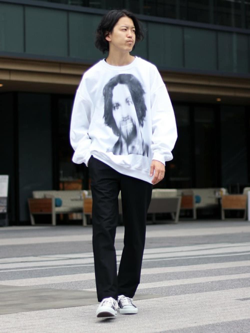 「スニーカー、スラックス、大人カジュアル、journal standard、綺麗めカジュアル、ツイルパンツ、2018、KANTIAN」｜「JOURNAL STANDARDの◆【KANTIAN】 4WAY TWILL PT / ツイルパンツ　#（スラックス、ブラック系）」を使った、YUKIさん（メンズ・176cm）の夏コーディネートの1枚目の写真
