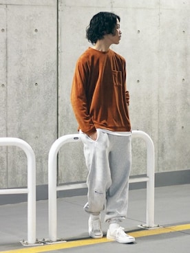 「Champion（チャンピオン）のアイテム（その他パンツ）」を使った、YUKIさん（メンズ・176cm）の秋コーディネート