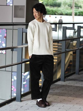 「アイテム（ドレスシューズ、ブラウン系）」を使った、YUKIさん（メンズ・176cm）の秋コーディネート