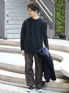 「アイラブCONVERSE」｜「アイテム（パンツ）」を使った、YUKIさん（メンズ・176cm）の冬コーディネート