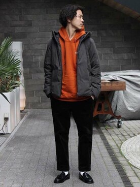 「JERZEES（ジャージーズ）のアイテム」を使った、YUKIさん（メンズ・176cm）の冬コーディネート