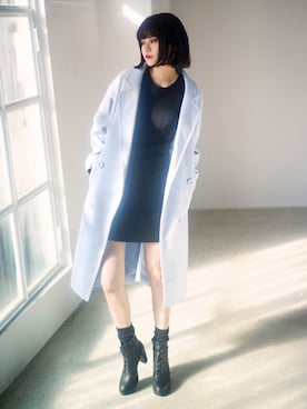 「GRL（グレイル）のアイテム（チェスターコート）」を使った、GRLグレイル_OFFICIALさん（レディース・166cm）の冬コーディネート
