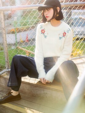 「GRL（グレイル）のアイテム（キャップ）」を使った、GRLグレイル_OFFICIALさん（レディース・166cm）の冬コーディネート