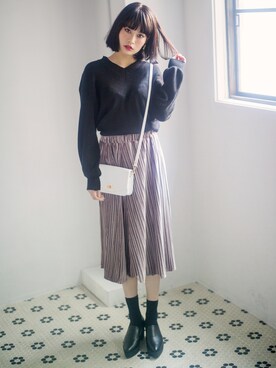 「GRL（グレイル）のアイテム（レッグウェア）」を使った、GRLグレイル_OFFICIALさん（レディース・166cm）の冬コーディネート