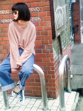 「GRL（グレイル）のアイテム（スウェット）」を使った、GRLグレイル_OFFICIALさん（レディース・166cm）の冬コーディネート
