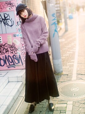 「GRL（グレイル）のアイテム（帽子）」を使った、GRLグレイル_OFFICIALさん（レディース・166cm）の冬コーディネート