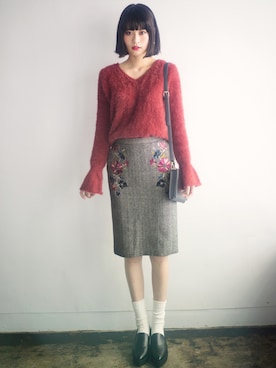 「GRL（グレイル）のアイテム（レッグウェア）」を使った、GRLグレイル_OFFICIALさん（レディース・166cm）の冬コーディネート