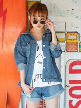 「GRL（グレイル）のアイテム（デニムジャケット）」を使った、GRLグレイル_OFFICIALさん（レディース・155cm）の春コーディネート