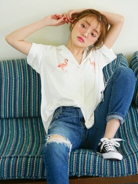 「クラッシュ」｜GRLグレイル_OFFICIALさん（レディース・155cm）の春コーディネート
