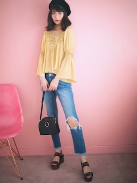 「GRL（グレイル）のアイテム（ハンチング/ベレー帽）」を使った、GRLグレイル_OFFICIALさん（レディース・167cm）の春コーディネート