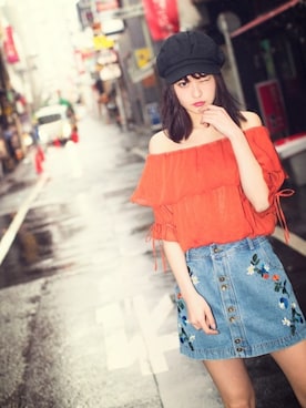「GRL（グレイル）のアイテム（キャスケット）」を使った、GRLグレイル_OFFICIALさん（レディース・167cm）の春コーディネート