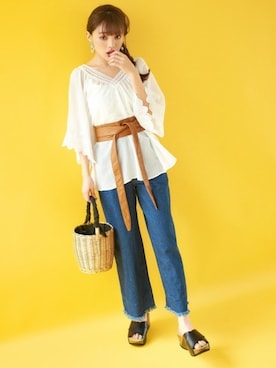 「GRL（グレイル）のアイテム（キャミソール）」を使った、GRLグレイル_OFFICIALさん（レディース・155cm）の春コーディネート