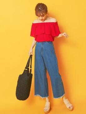 「GRL（グレイル）のアイテム（トートバッグ）」を使った、GRLグレイル_OFFICIALさん（レディース・155cm）の夏コーディネート