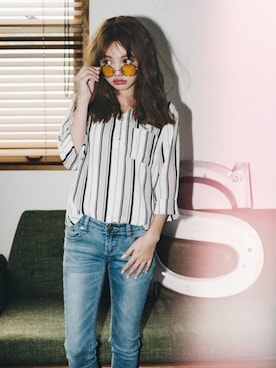 「GRL（グレイル）のアイテム（シャツ/ブラウス）」を使った、GRLグレイル_OFFICIALさん（レディース・155cm）の夏コーディネート