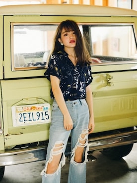 「スキッパーシャツ」｜「アイテム（アクセサリー）」を使った、GRLグレイル_OFFICIALさん（レディース・155cm）の夏コーディネート