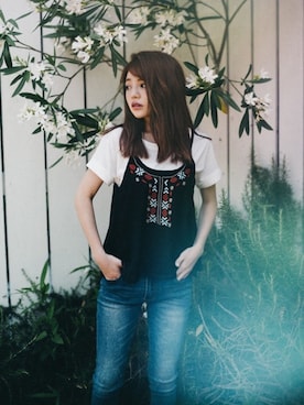 「GRL（グレイル）のアイテム（キャミソール）」を使った、GRLグレイル_OFFICIALさん（レディース・155cm）の夏コーディネート