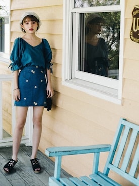 「フリンジ」｜「アイテム（ハンチング/ベレー帽）」を使った、GRLグレイル_OFFICIALさん（レディース・155cm）の夏コーディネート