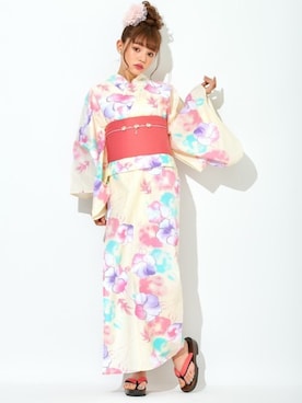 「GRL（グレイル）のアイテム（浴衣）」を使った、GRLグレイル_OFFICIALさん（レディース・155cm）の夏コーディネート