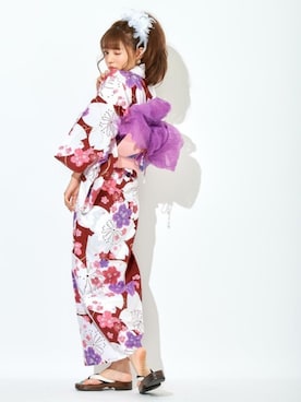 「GRL（グレイル）のアイテム（浴衣）」を使った、GRLグレイル_OFFICIALさん（レディース・155cm）の夏コーディネート