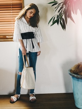 「スキッパーシャツ」｜GRLグレイル_OFFICIALさん（レディース・155cm）の夏コーディネート