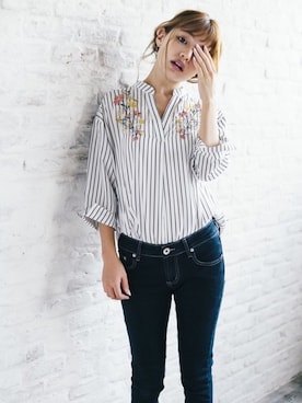 「スキッパーシャツ」｜GRLグレイル_OFFICIALさん（レディース・155cm）の夏コーディネート