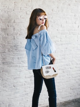 「アイテム（サングラス、ピンク系）」を使った、GRLグレイル_OFFICIALさん（レディース・155cm）の夏コーディネート