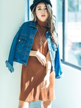 「GRL（グレイル）のアイテム（キャスケット）」を使った、GRLグレイル_OFFICIALさん（レディース・166cm）の秋コーディネート