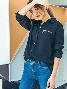 「スキッパーシャツ」｜GRLグレイル_OFFICIALさん（レディース・166cm）の秋コーディネート