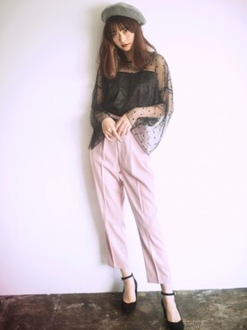 「フレアスリーブ」｜「アイテム（ハンチング/ベレー帽）」を使った、GRLグレイル_OFFICIALさん（レディース・166cm）の秋コーディネート